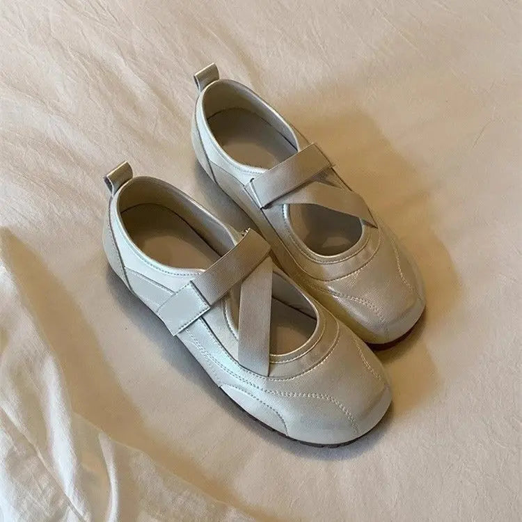 Beige púrpura champán bailarinas zapatillas de deporte mujeres punta bailarina Tabi zapatillas para caminar mujer zapatos Mary Jane calzado verano