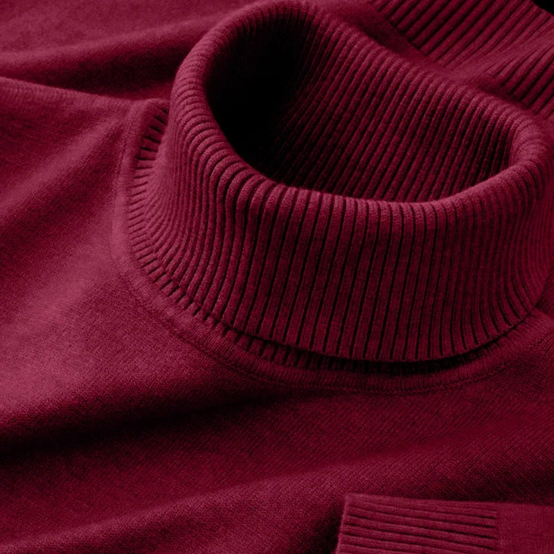 2025 nuevos suéteres de punto para hombre, jerseys transpirables de cuello alto de Color sólido, ropa de calle básica cálida para exteriores, Tops de negocios de otoño