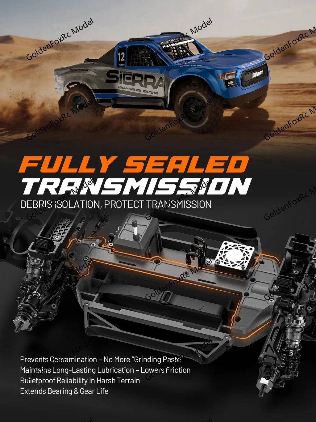 Camioneta RC 1/12 4WD sin Escobillas, Ultra Rápida, Todoterreno para Desierto
