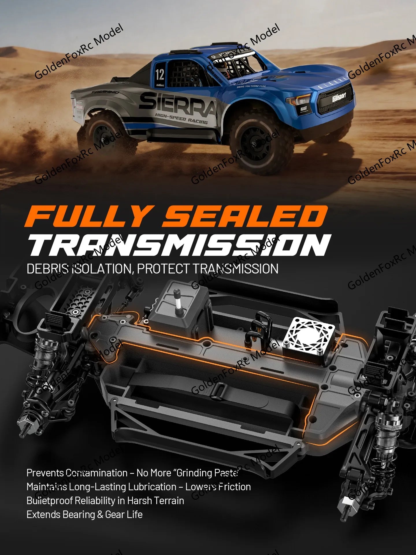 Camioneta RC 1/12 4WD sin Escobillas, Ultra Rápida, Todoterreno para Desierto
