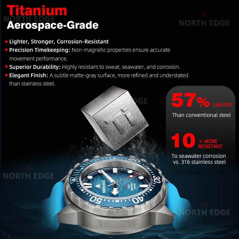 NORTH EDGE TRITON-Ti Reloj de Buceo Titanio Solar