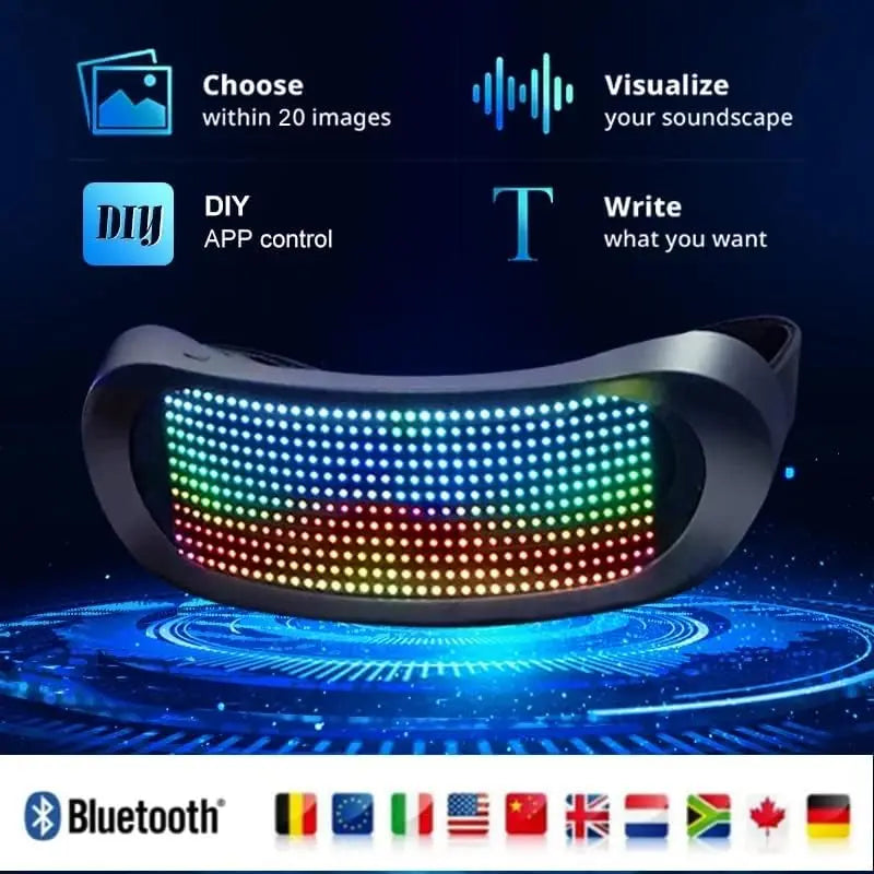 Gafas LED brillantes a todo Color, Control por aplicación Bluetooth, gafas luminosas dinámicas programables para fiestas de festivales Raves