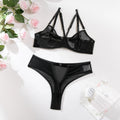 Conjunto de Lencería de Malla Transparente con Sujetador Push Up y Tanga