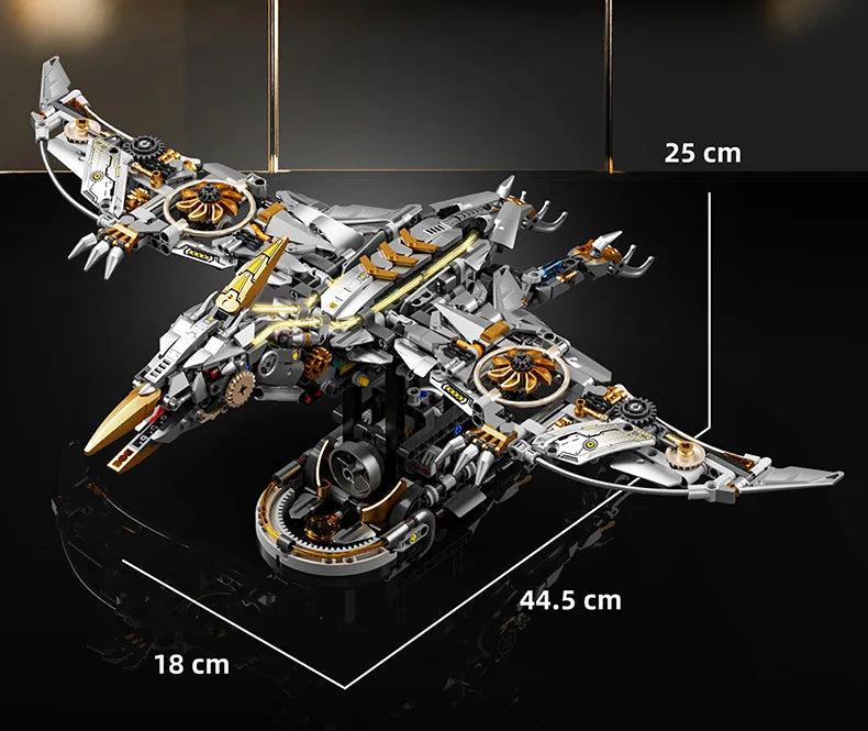 Juego de 1266 Piezas de Bloques de Construcción de Pterodáctilos y Triceratops Mecánicos, Adorno de Escritorio, Juguete Educativo de Ensamblaje, Regalo de Cumpleaños