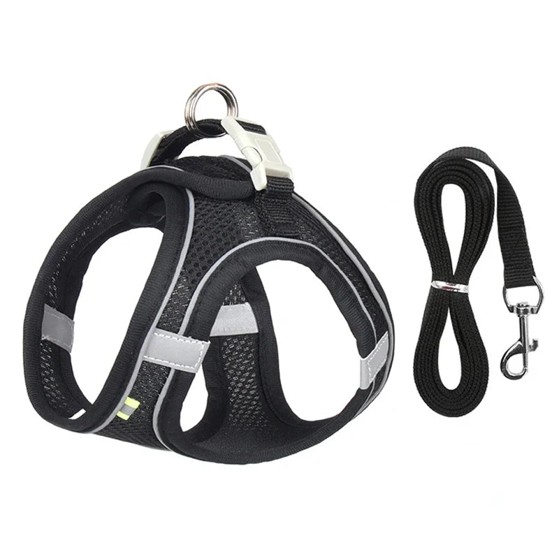 Arnés Chaleco Ajustable para Perros y Gatos con Correa Reflectante