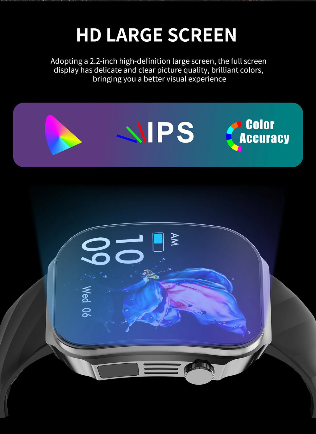 LIGE Reloj Inteligente Pantalla Curva 3D Termómetro