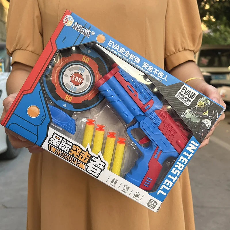 Juego de Pistolas de Juguete con Balas de Espuma Seguras, Divertido Juego de Disparos en Interiores y Exteriores, Pistola de Juguete Interactiva para Practicar Tiro al Blanco, Regalo