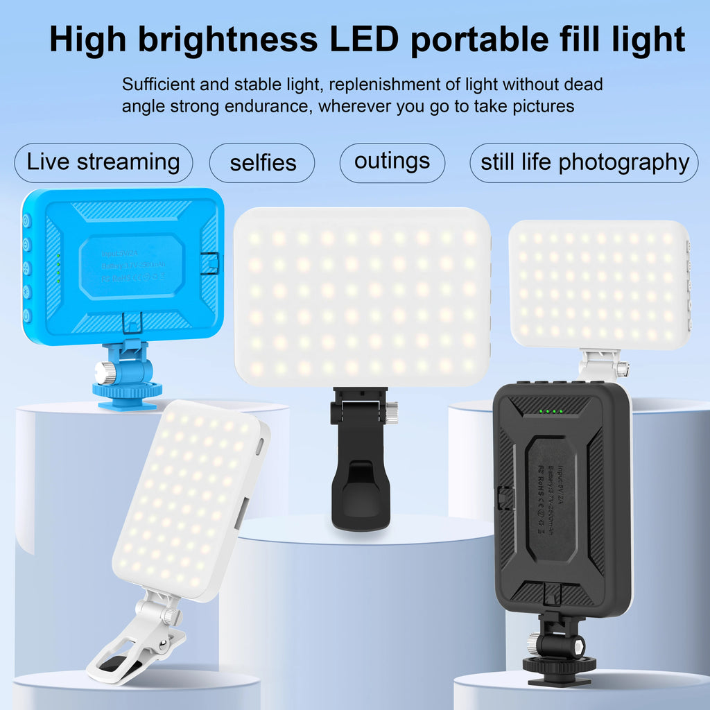 Nueva luz para selfies, 60 luces LED para teléfono, luz de relleno, 7 modos de salida, Kit de lámpara de vídeo regulable 2500K-6500K, Panel de luz bicolor CRI 97+