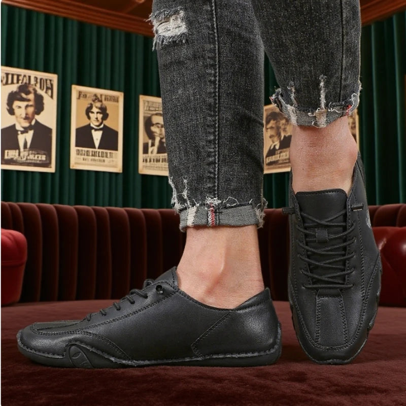 Botines para hombre con costuras a la moda, zapatos informales ligeros y cómodos para caminar, tenis transpirables, zapatos para conducir al aire libre