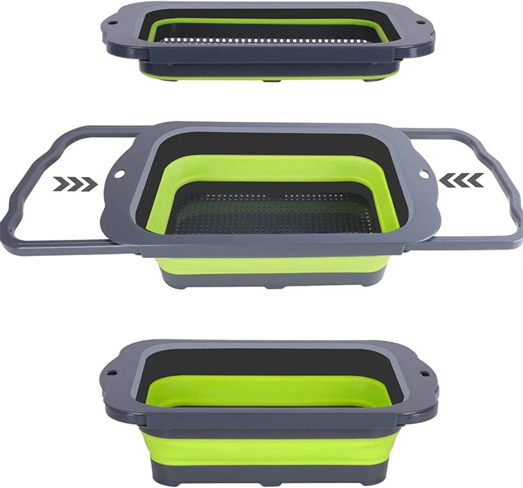 LMETJMA Colador plegable con asas extensibles Colador colador sobre el fregadero coladores de frutas y verduras coladores JT40