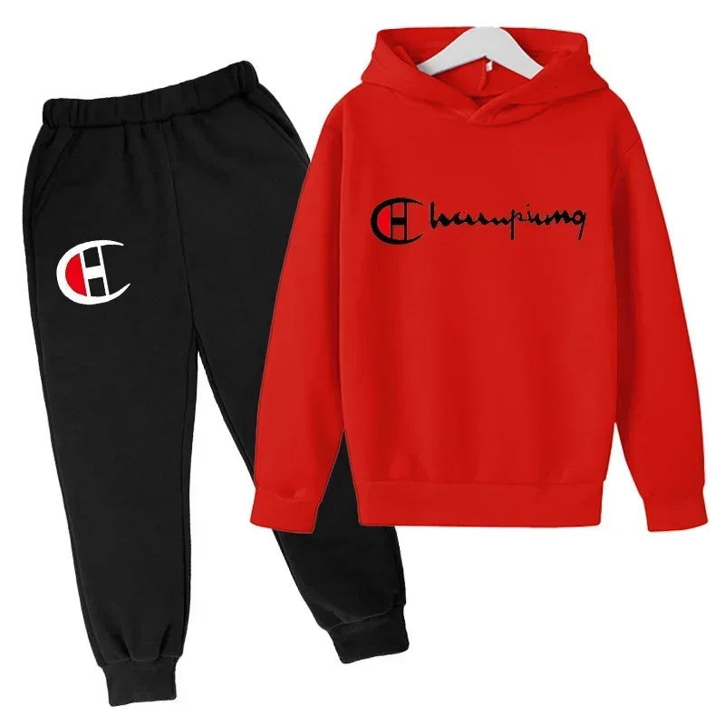 Conjuntos de Sudaderas con Capucha para Adolescentes, Conjuntos de Pantalones de Moda, Traje Infantil, Ropa de Otoño/Invierno para Niños y Niñas