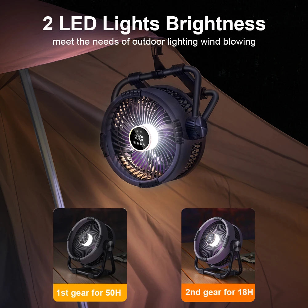 Ventilador Portátil para Camping con Luz y Control Remoto