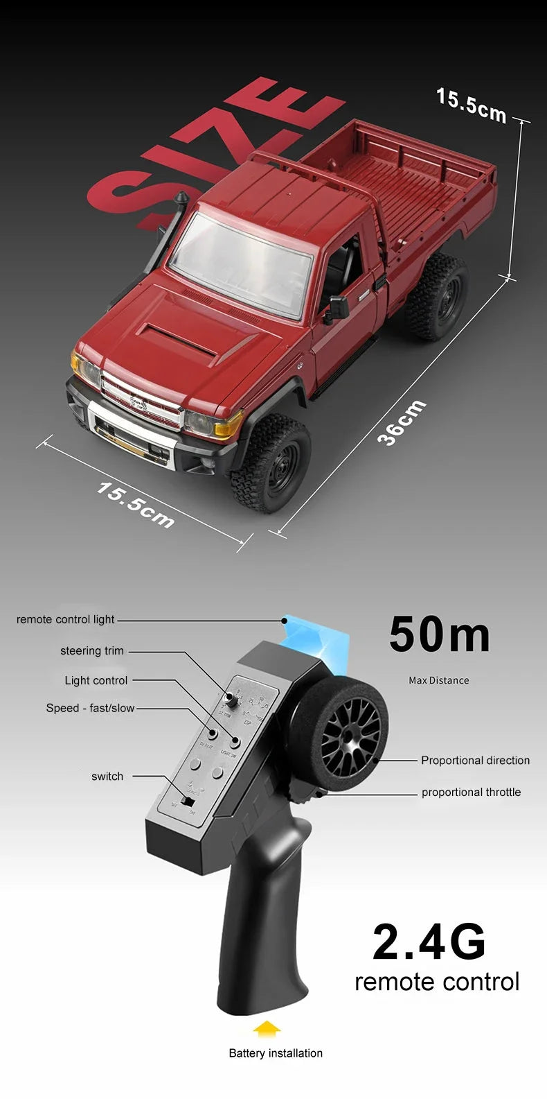 ZWN MN82 MN82S LC79 1/12 camioneta corta RC a escala completa 4WD Control remoto escalada todoterreno coche juguetes para niños regalos de navidad