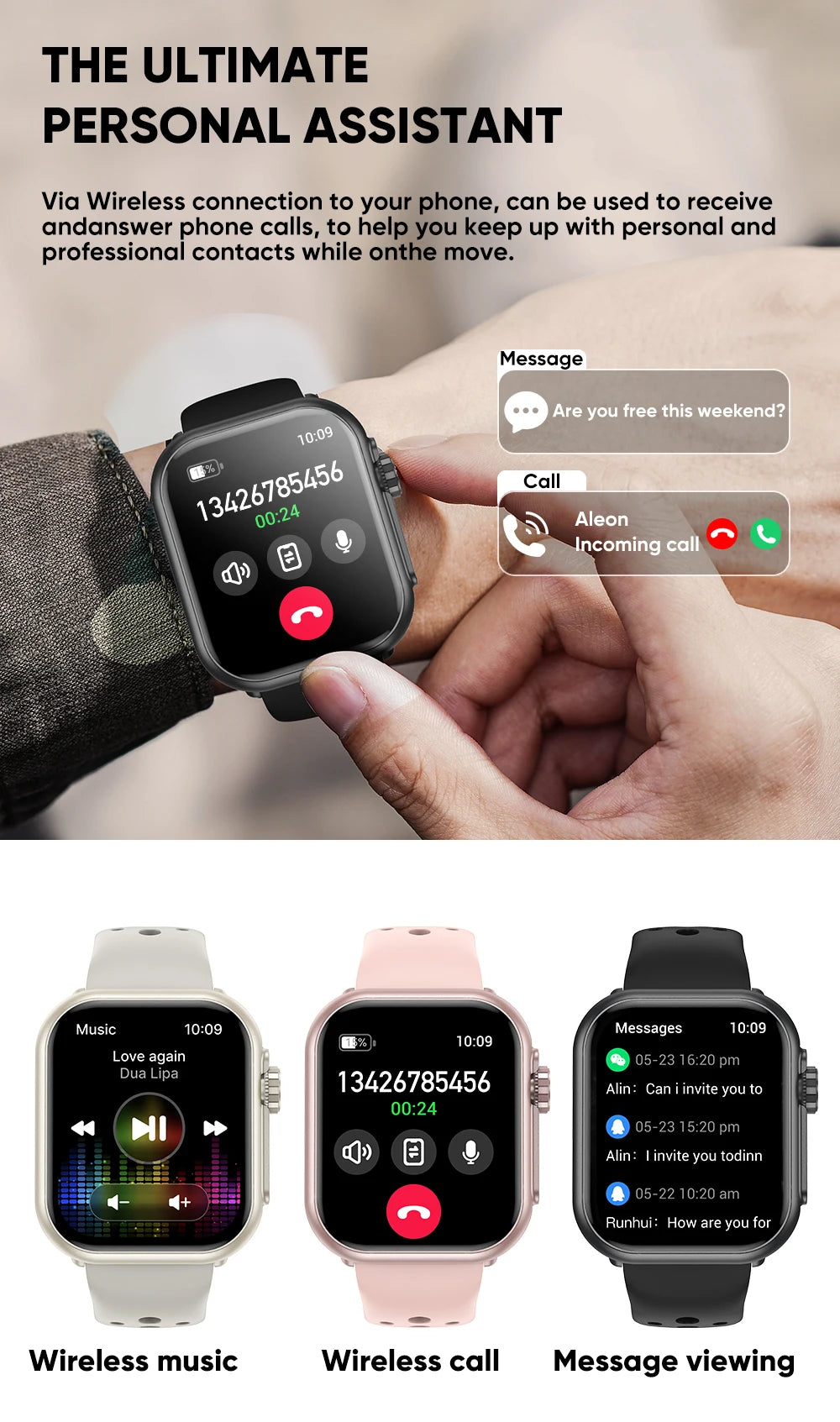 Reloj Ultra2 Inteligente AMOLED Mujer 1000mAh