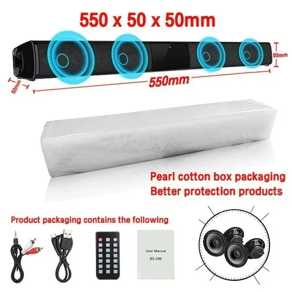 Sistema de sonido de cine en casa, altavoces Bluetooth para ordenador, barra de sonido para TV, Subwoofer, Radio, centro de música, columna Boom Box, 3dhome