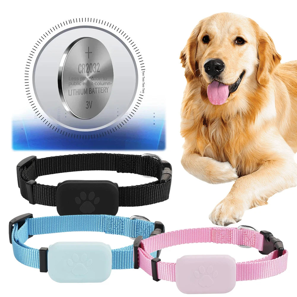 Rastreador GPS Bluetooth para mascotas, collar ajustable, localizador para perros y gatos, resistente al agua, antipérdida, dispositivo de seguimiento en tiempo real para iOS/Android