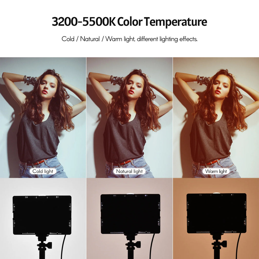 Andoer-Kit de iluminación LED para vídeo, iluminación de fotografía, 3200K-5500K, de 148cm de altura con trípode, soporte de 5 filtros de piezas para transmisión en vivo, 2 piezas