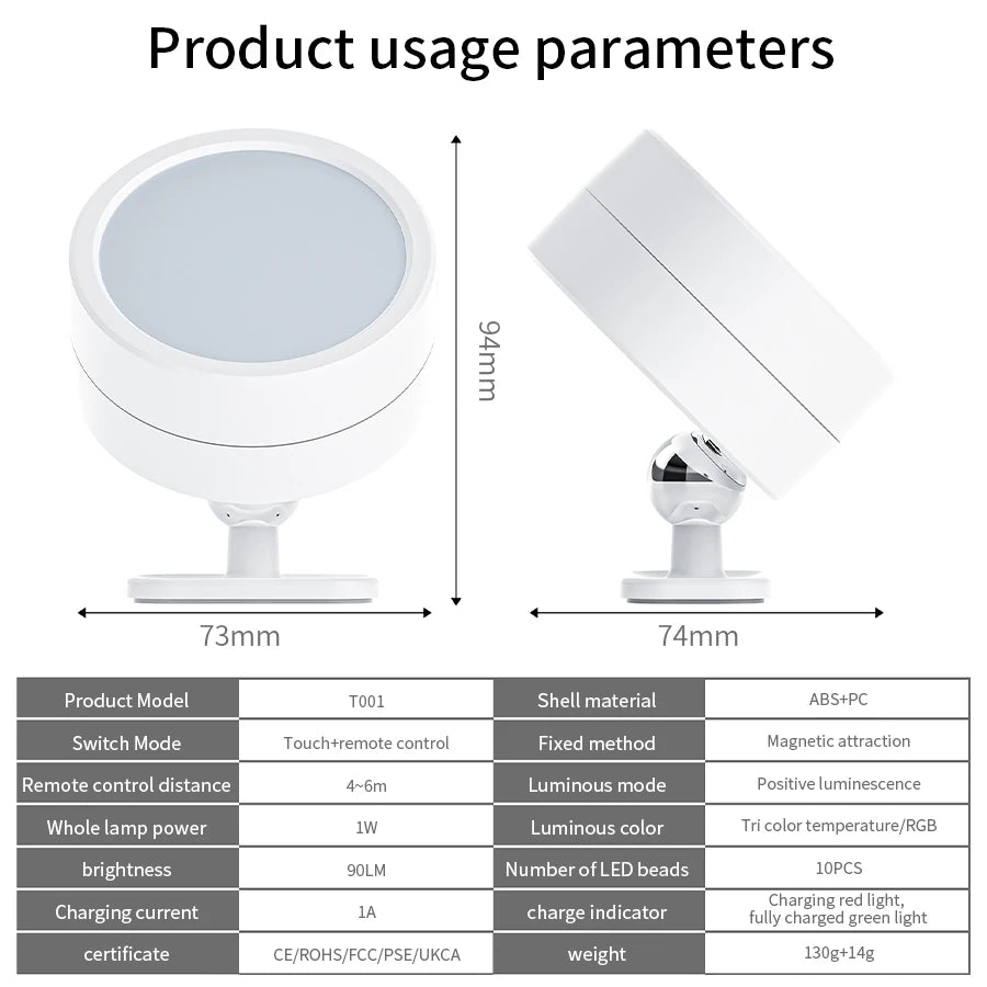 Foco LED Inalámbrico de Pared con Luz Nocturna