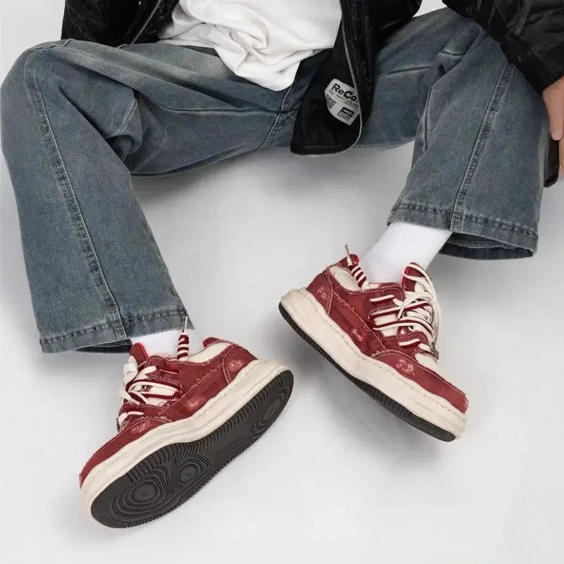 Zapatillas de skate de mezclilla retro para hombre con plataforma