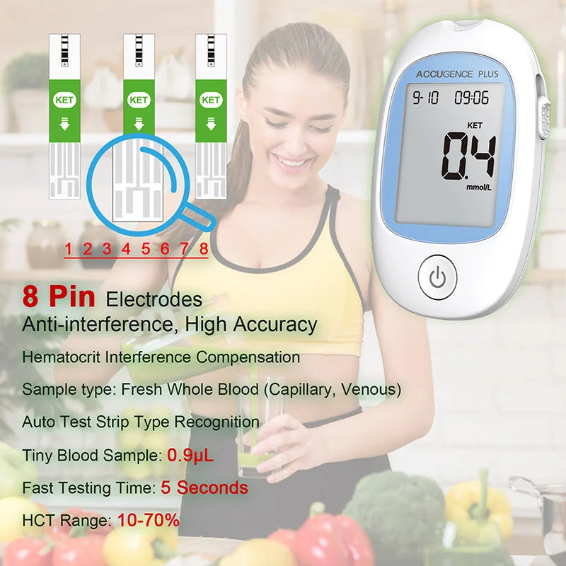 Kit medidor de cetonas en sangre con tiras reactivas para dieta keto
