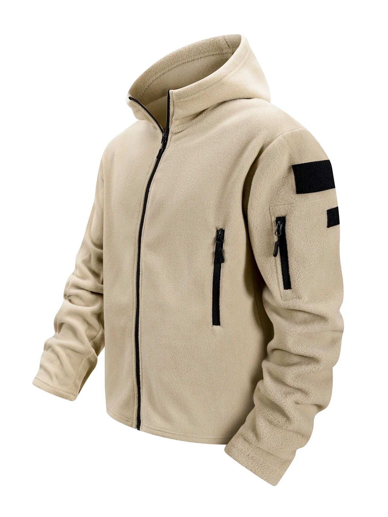 Chaqueta Polar Táctica con Capucha para Hombre | Cremallera Completa
