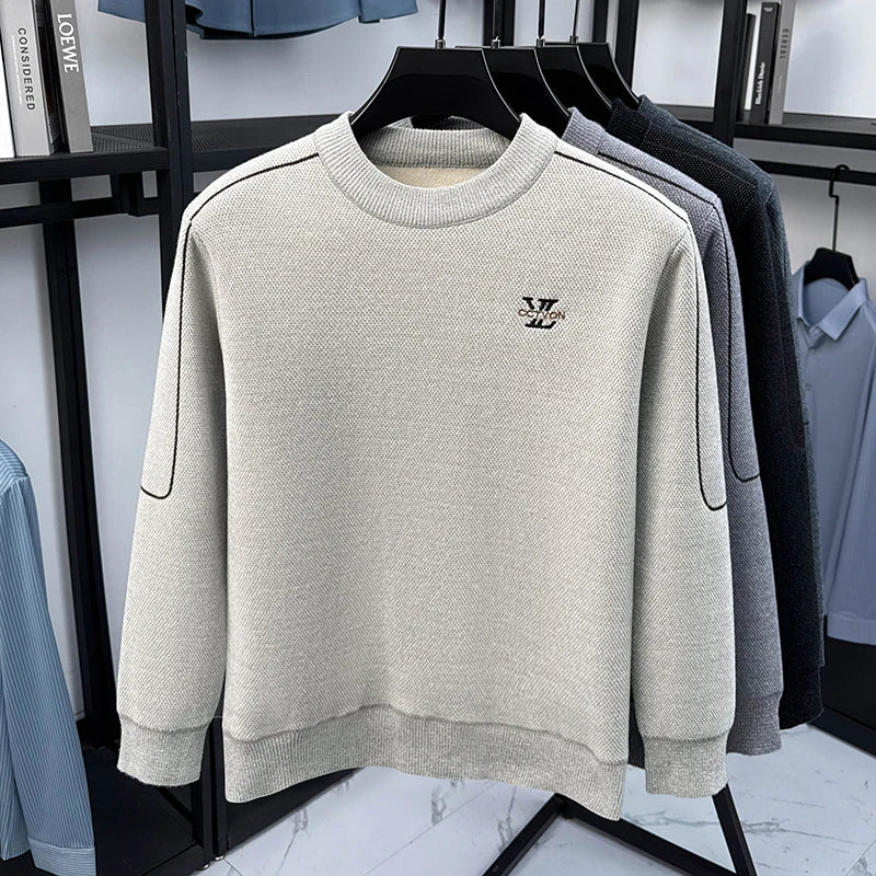 Suéter de Hombre Cuello Redondo Grueso de Invierno Color Sólido