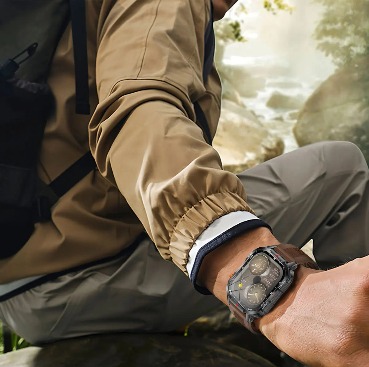 Reloj inteligente de gran tamaño para hombre, iluminación militar para exteriores, batería de 1100Mah, rastreador de Fitness GPS, reloj inteligente de ritmo cardíaco resistente al agua y 10ATM