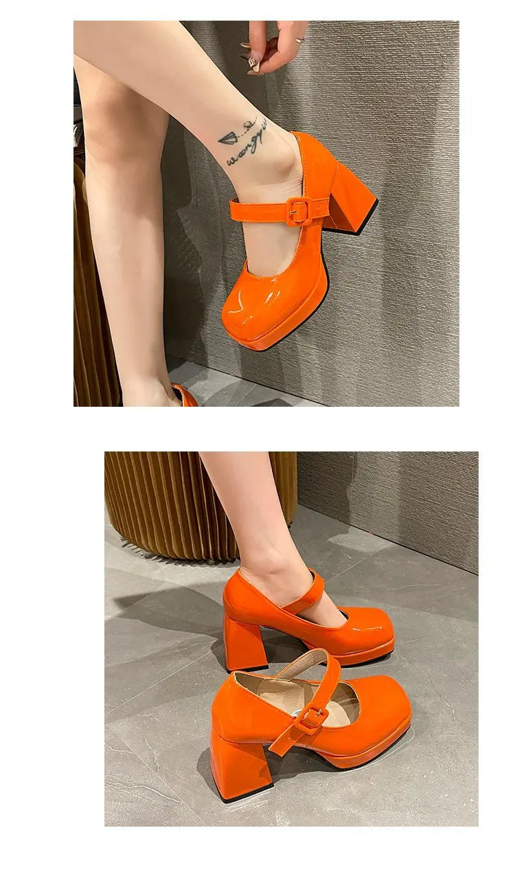 Zapatos Mary Jane Mujer con Plataforma, Punta Cuadrada y Tacón Alto