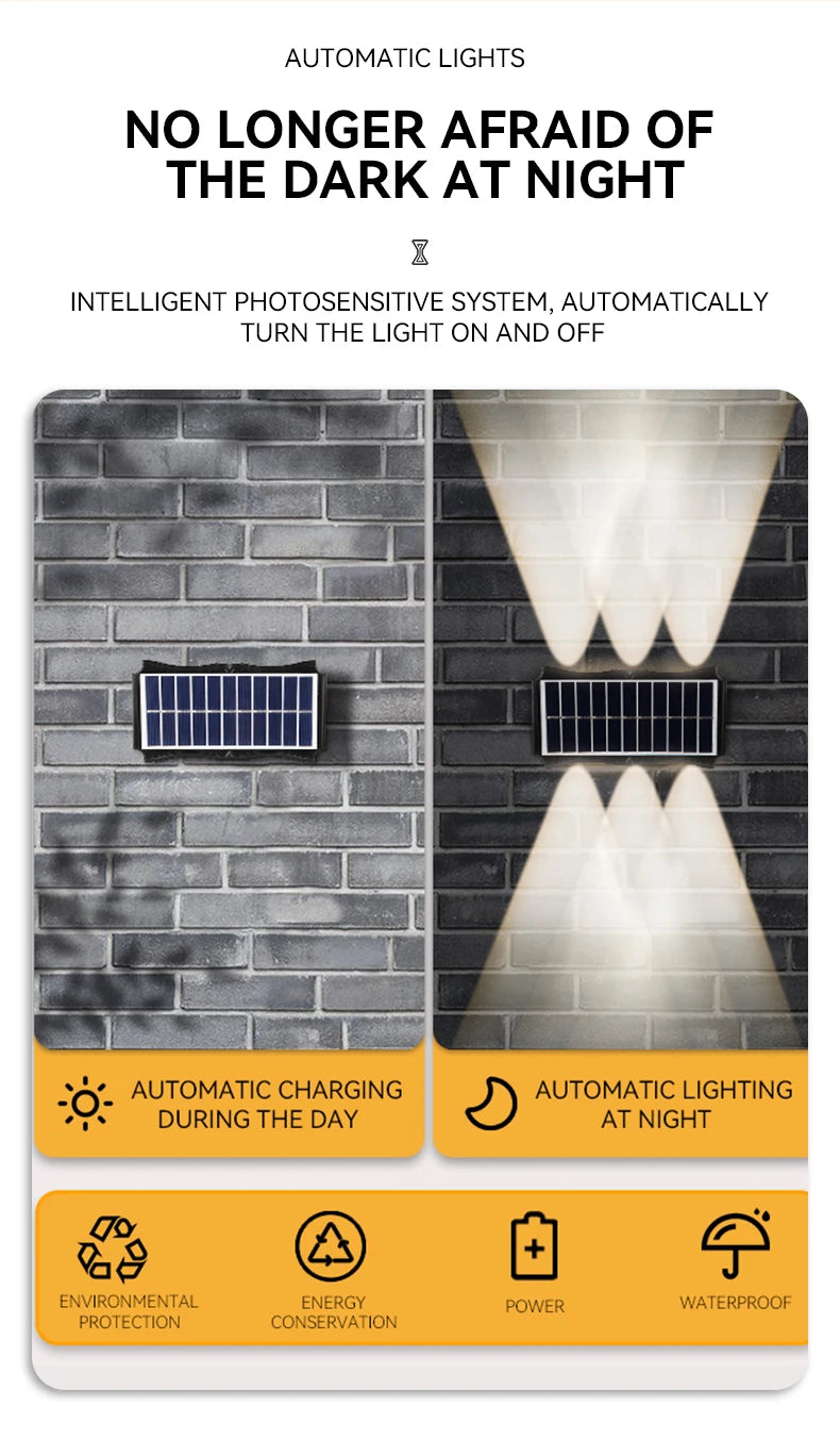 Lámpara Solar LED de Pared para Jardín - Impermeable con RGB