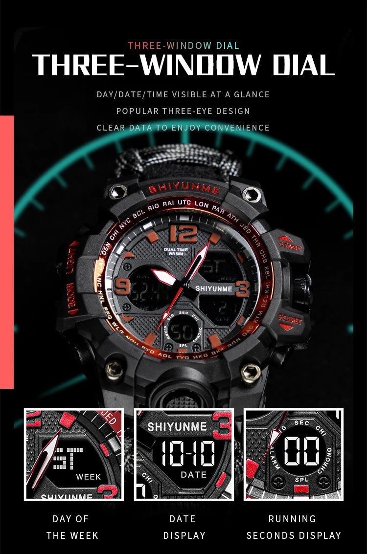 Reloj Militar SHIYUNME para Hombre con Brújula, LED y Temperatura