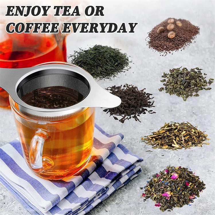 LMETJMA-colador de malla para infusor de té de acero inoxidable, con asas dobles, de gran capacidad, para empare el té de hojas sueltas, JT209