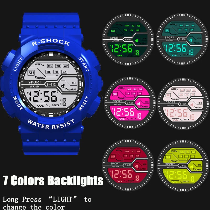 Reloj deportivo al aire libre para Hombre, multifunción, pantalla grande LED, electrónico, resistente al agua, luminoso, militar, Digital, Relojes de pulsera para Hombre