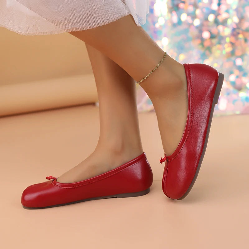 2025 Mocasines separadores de dedos de cuero para mujer, zapatos planos, cómodos, transpirables, informales