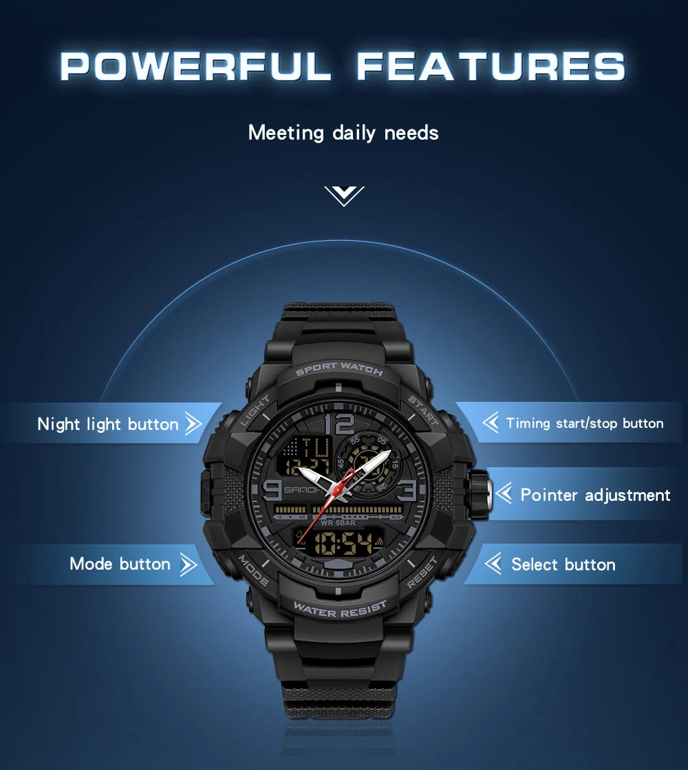 Reloj Deportivo SANDA Doble Pantalla para Hombre con Cronómetro