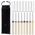 LMETJMA 8 Uds. Brochetas para barbacoa, palitos extensibles para asar malvavisco, brochetas telescópicas para barbacoa de acero inoxidable KC0467