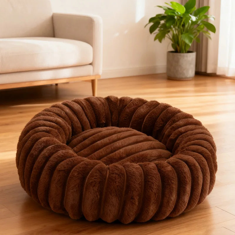 Cama Donut para Gatos y Perros Pequeños con Felpa Suave