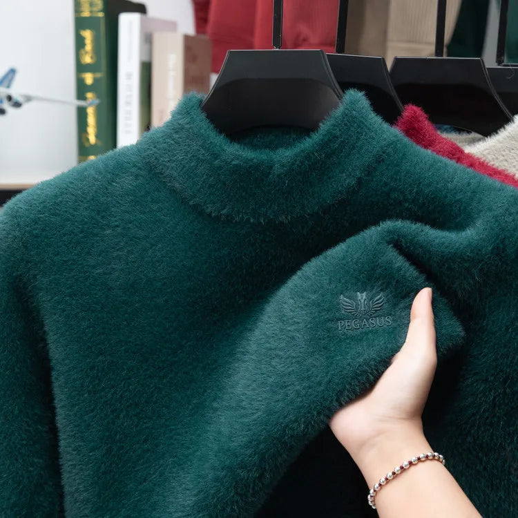 Buzo de Cuello Semi Alto para Hombre – Tejido Cálido de Invierno