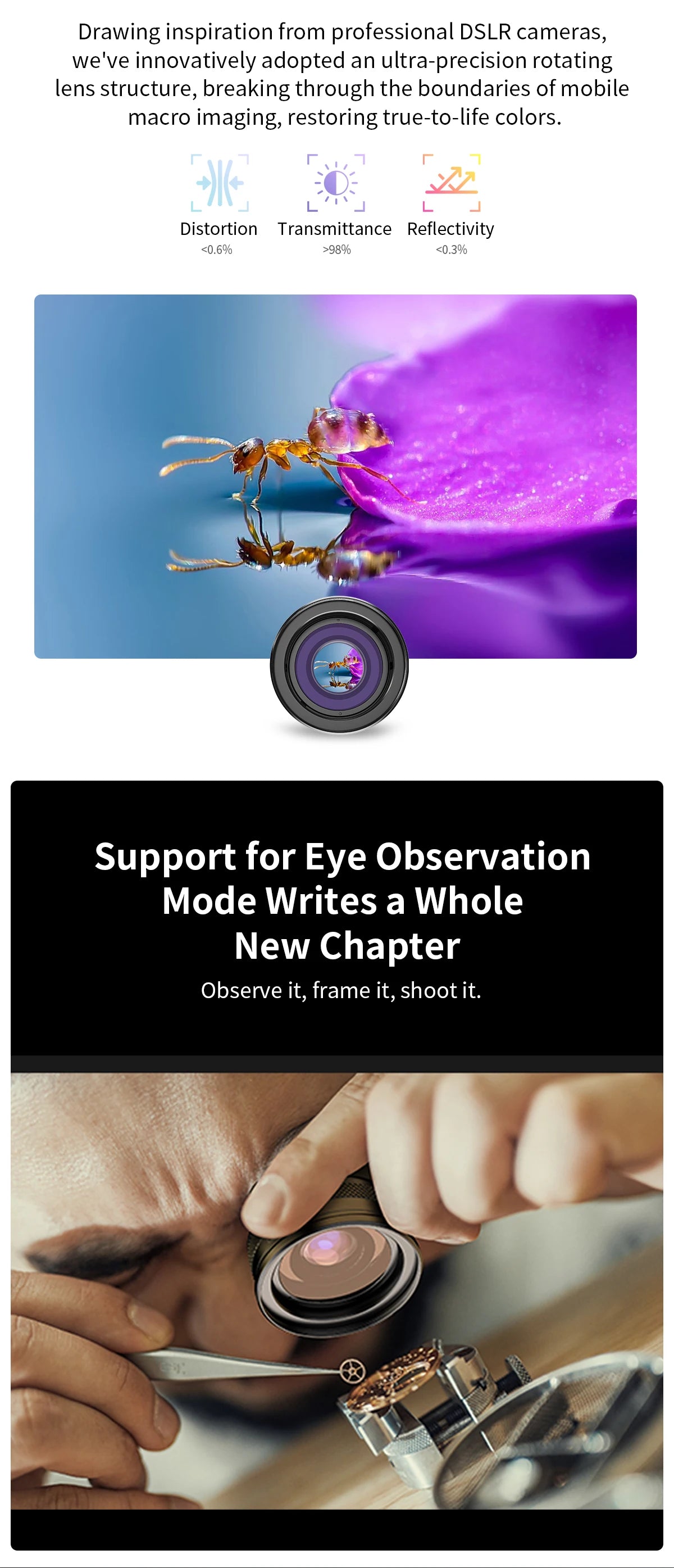 Lente Macro con Zoom HD 10-20X para iPhone y Android