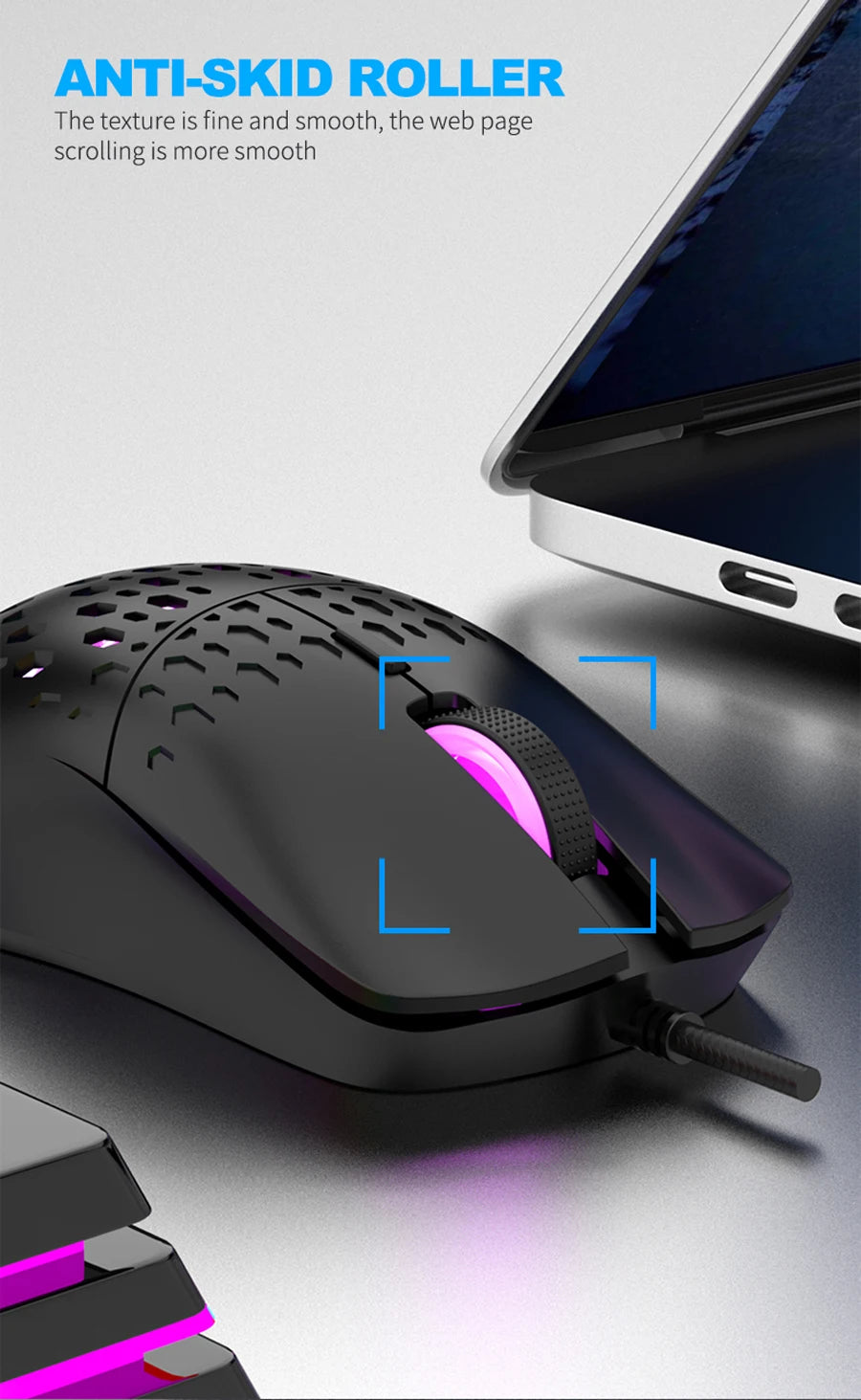 RAIKU G701-ratón con cable de 6 teclas, Mouse con iluminación colorida para juegos y oficina para Microsoft Windows y Apple IOS System
