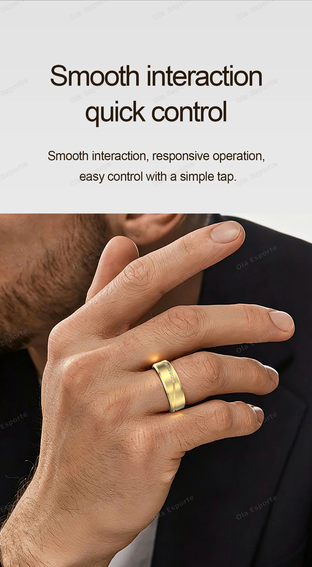 Anillo Inteligente de Joyería de Moda con Recordatorio de Llamadas, Alarma por Vibración, Monitor de Frecuencia Cardíaca y Oxígeno en Sangre, Resistente al Agua IP68, Regalo para Hombre