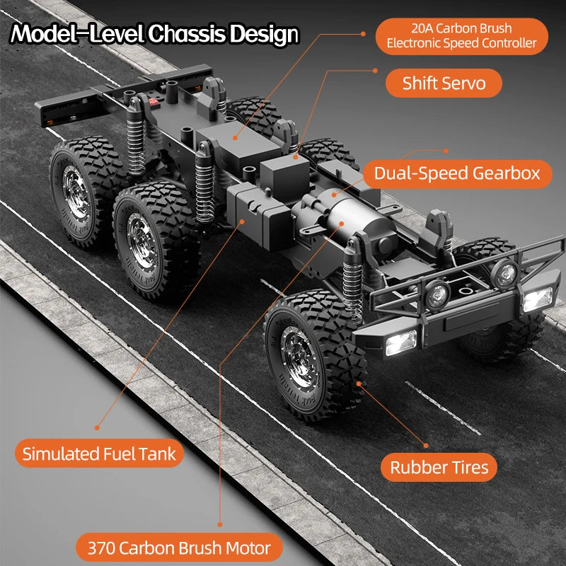 C8823 6WD RC coche 1/18 todoterreno vehículo de Control remoto 2,4G alta velocidad escalada transporte rescate oruga modelo juguetes para niños