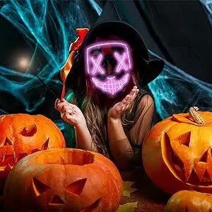 Máscara de Halloween Poptrend, máscara con luz LED, máscara aterradora para Festival, Cosplay, disfraz de Halloween, fiestas de disfraces, regalo de Carnaval