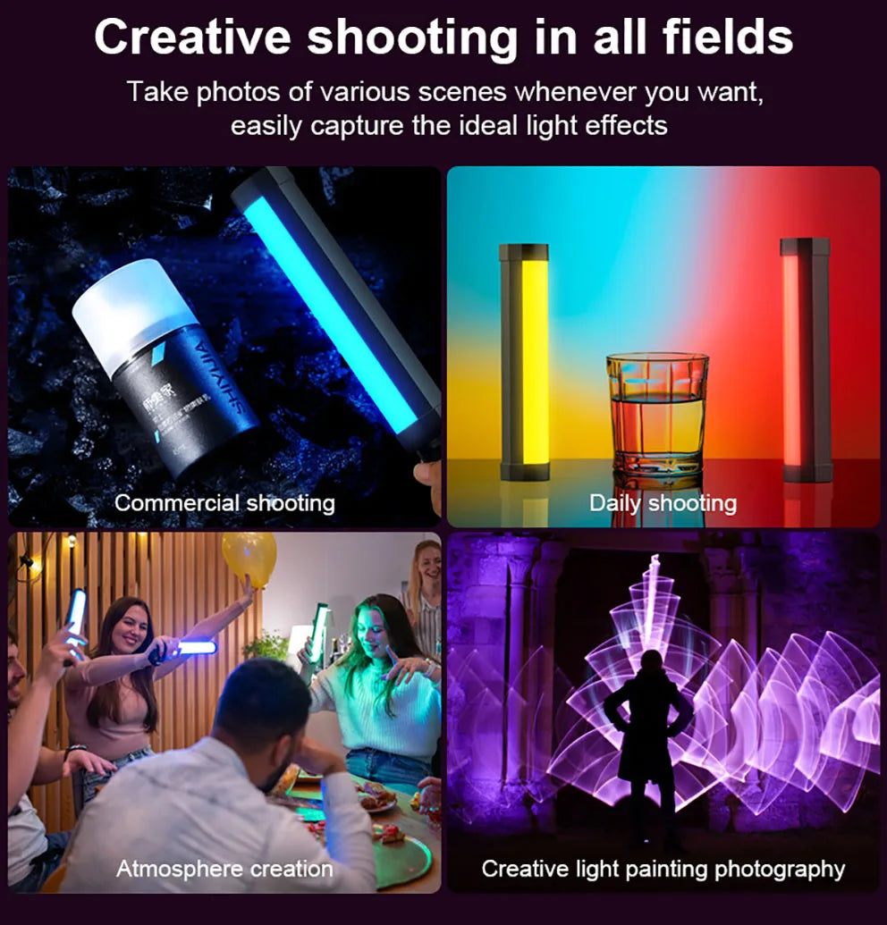 LUXCEO V8 portátil RGB luz de vídeo lámpara de jugador 2000mAh foto Video grabación Selfie iluminación luces de relleno para Vlog/YouTube