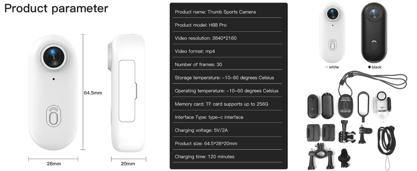 Cámara Multifunción 4K WiFi Impermeable para Deportes