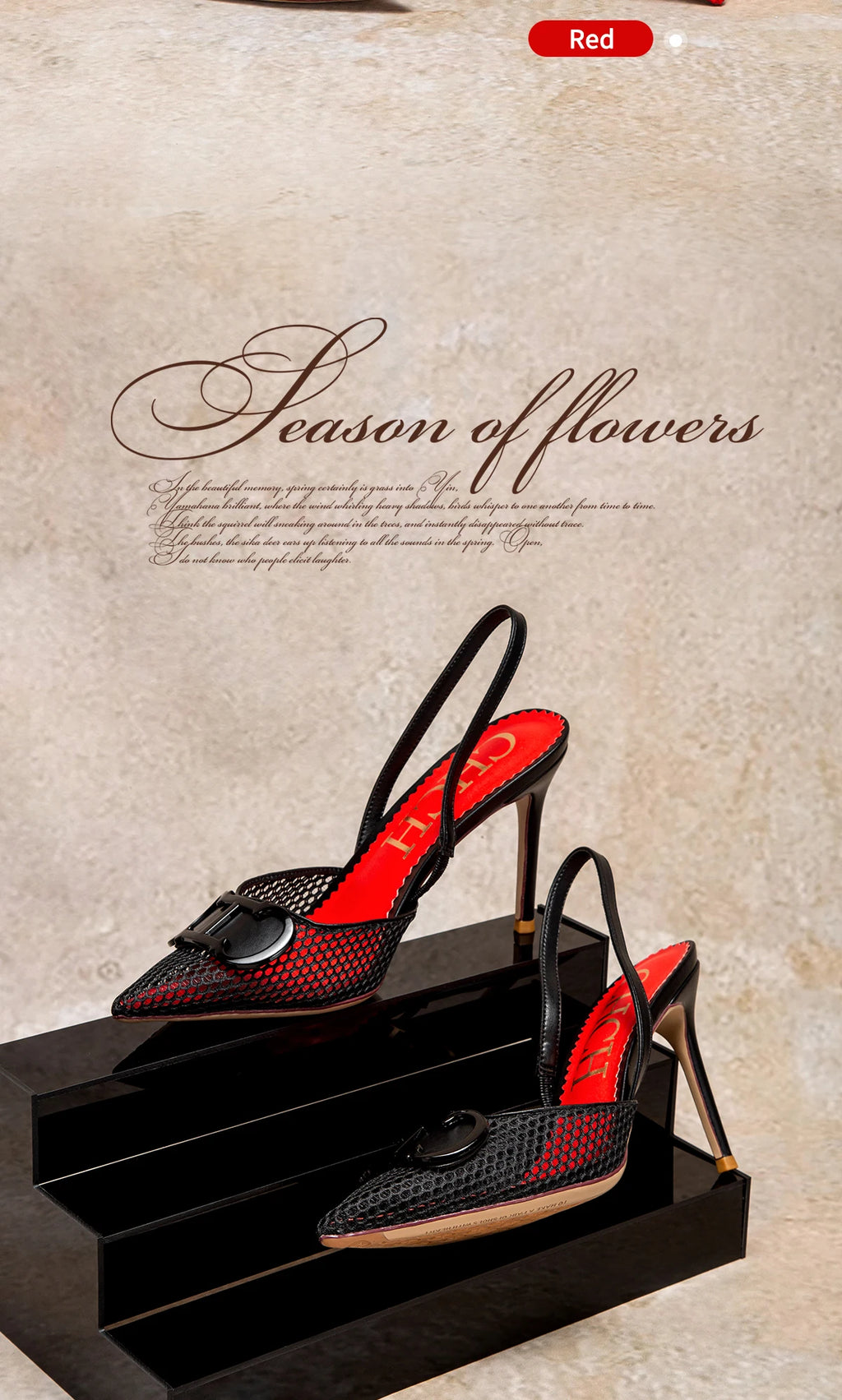 Stilettos de Tacón Alto con Malla para Mujer - Correa en T