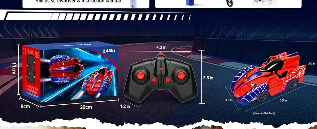 Auto RC Trepador de Paredes Gravedad Cero con Luces LED 360°