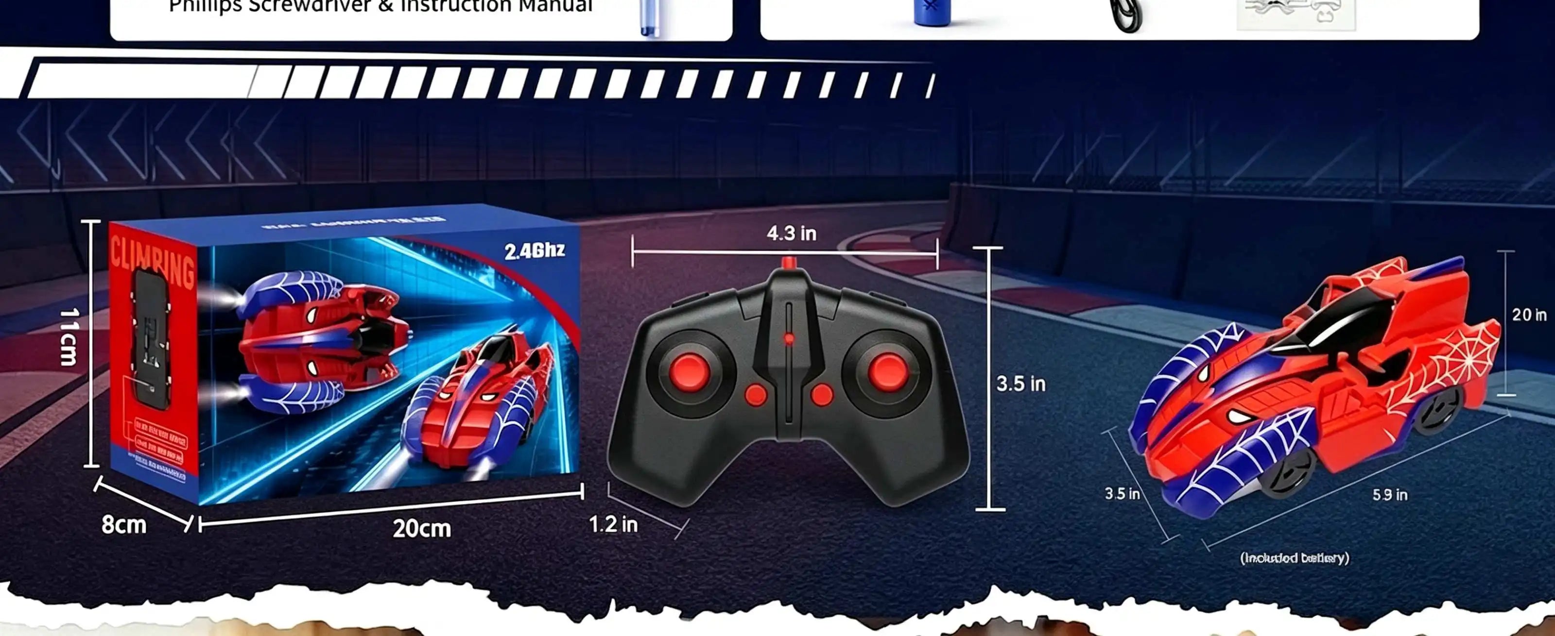 Auto RC Trepador de Paredes Gravedad Cero con Luces LED 360°
