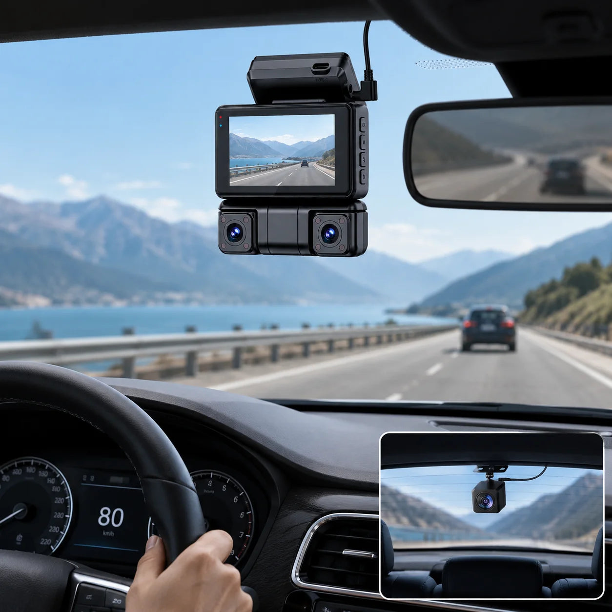 Cámara para Auto de 4 Canales, 3 Pulgadas IPS WiFi, DVR para Vehículo, Grabación Frontal 2K, Lateral Izquierda y Derecha 1080P, Sensor G, sin Tarjeta TF