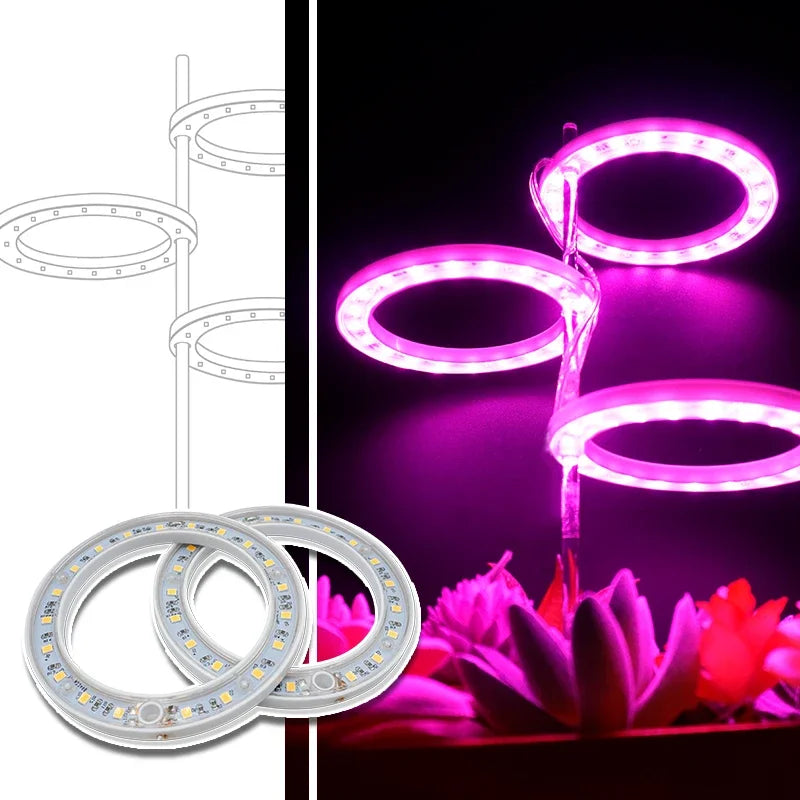 Anillo de Ángel LED para cultivo de luz, fitoamplificador USB de 5V CC para plantas, lámparas de espectro completo para plantas de interior, plántulas de invernadero, flores para el hogar