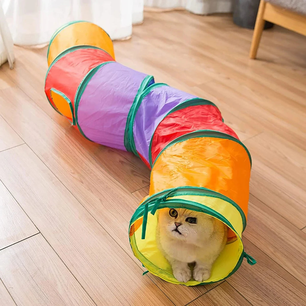 Tubo de túnel para gatos, juguetes plegables para gatos, entrenamiento para gatitos, juguete interactivo divertido, túnel ennegrecido para cachorros, gatitos, suministros para mascotas, accesorios para gatos